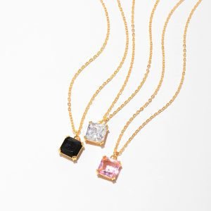 Colorful Zircon Temperament Clavicle Chain Geometric Square Niche Autumn High-end Necklace-MH