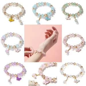 2024 New Autumn and Winter New Crystal Glass Butterfly Bracelets Beaded Bracelet for Women Free Delivery Dropshopping