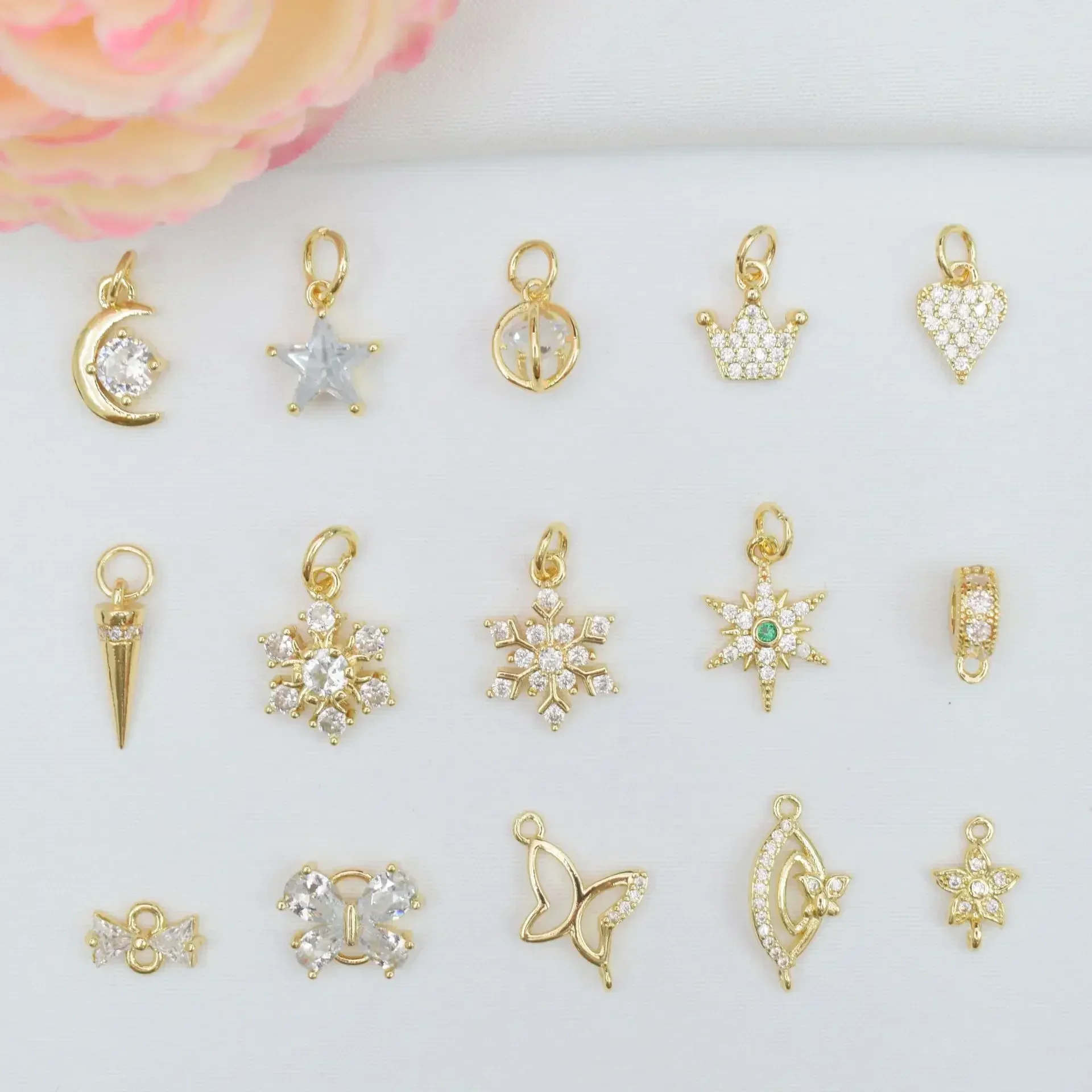 Bracelet Pendant Set with Zircon Moon Star Snowflake Bracelet Pendant Fashion DIY Jewelry Free Delivery
