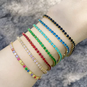 Hot Selling European Popular Personalized Colorful Zircon Bracelet Fashionable and Versatile Hip-hop Tennis Chain Wholesale