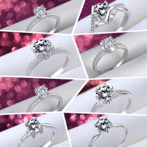 Sterling Silver S925 Colored Moissanite Ring Cross Diamond Ring Hot Sale Niche Design High-end Queen 1 Carat