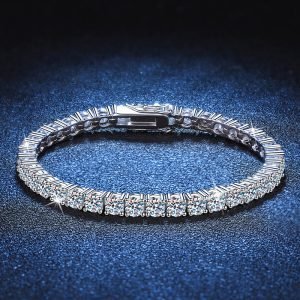 High Quality S925 Silver Platinum Plated Moissanite Bracelet Bracelet Full Row Moissanite Tennis High Carbon Stone Bracelet