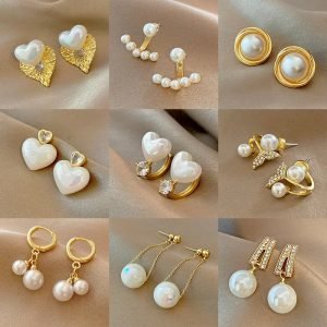 2024 New Simple Light Luxury Pearl Earrings Female Net Red Temperament All-match Earrings Ins Trend Personality Earrings