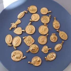 Portrait Peach Heart Pendant Pendant Accessories Plated 18k Real Gold Pendant Wholesale