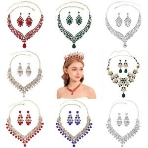 European And American Retro Necklace Bride Wedding Banquet Dress Jewelry Exaggerated Luxury Ruby