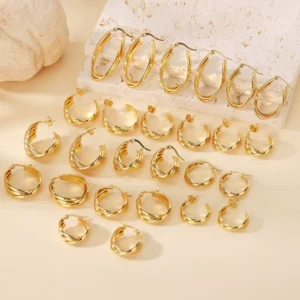 New Autumn Winter Style 18K Classic Geometric Patchwork Earrings, Minimalist Stud Earrings In Stock Wholesale