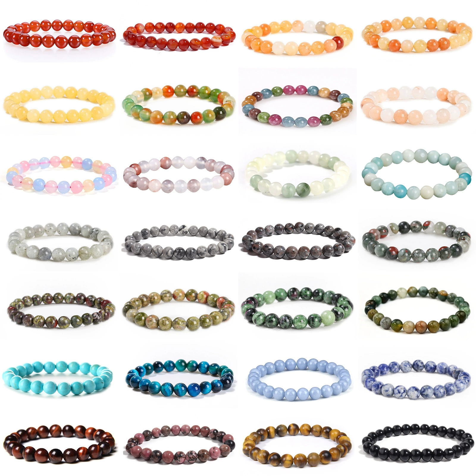 Hot Selling Natural Stone Crystal Agate Beaded Bracelet For Men And Women Tiger Eye Simple Single Layer Bracelet Jewelry Wholesale