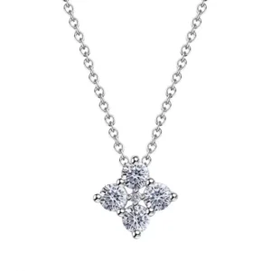 925 Sterling Silver Four-Leaf Clover Pendant Necklace, Sparkling Zircon Statement Jewelry for Women, Elegant Gift
